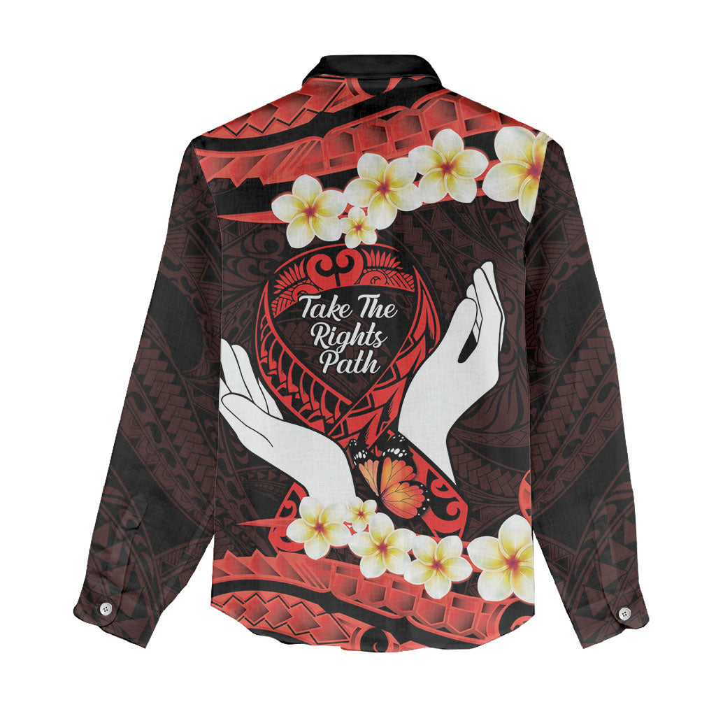 Polynesia AIDS Support Women Casual Shirt Take The Rights Path Polynesian Pattern
