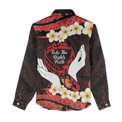 Polynesia AIDS Support Women Casual Shirt Take The Rights Path Polynesian Pattern