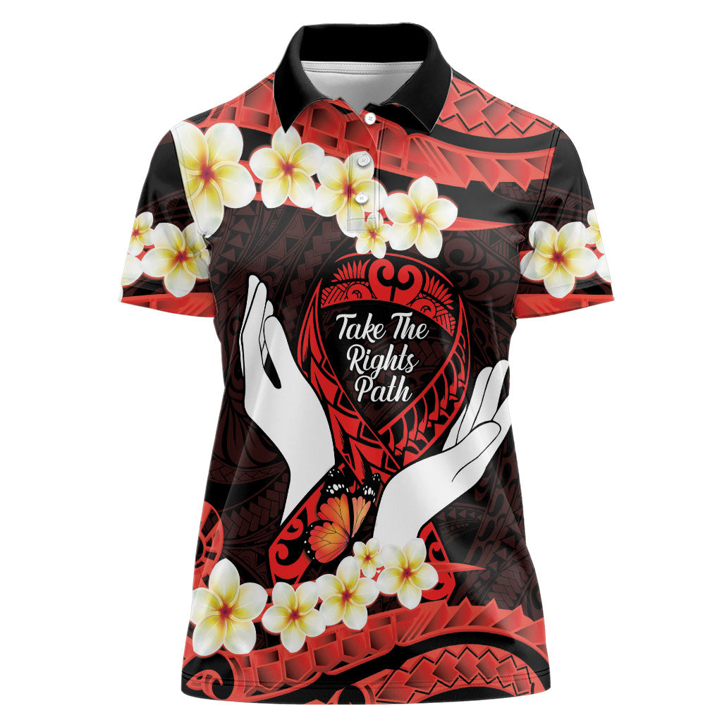Polynesia AIDS Support Women Polo Shirt Take The Rights Path Polynesian Pattern