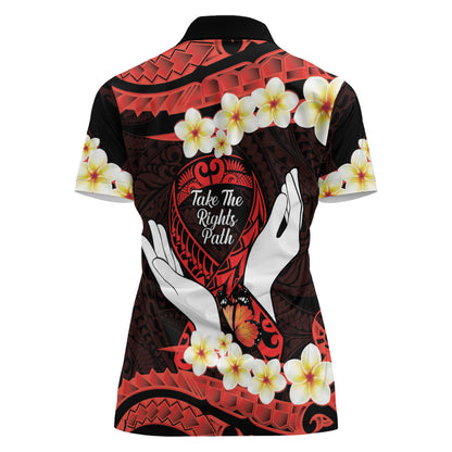 Polynesia AIDS Support Women Polo Shirt Take The Rights Path Polynesian Pattern