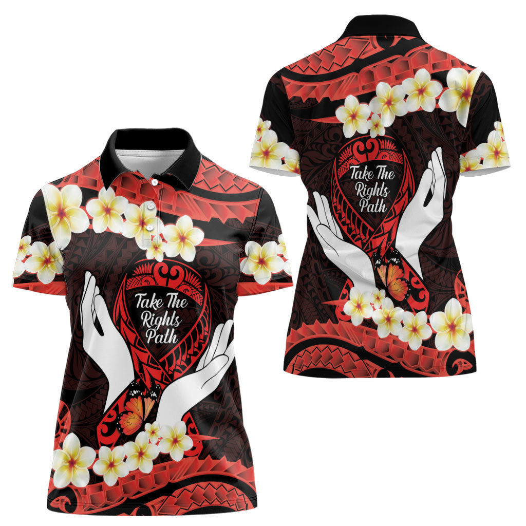 Polynesia AIDS Support Women Polo Shirt Take The Rights Path Polynesian Pattern