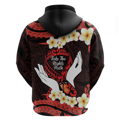 Polynesia AIDS Support Zip Hoodie Take The Rights Path Polynesian Pattern