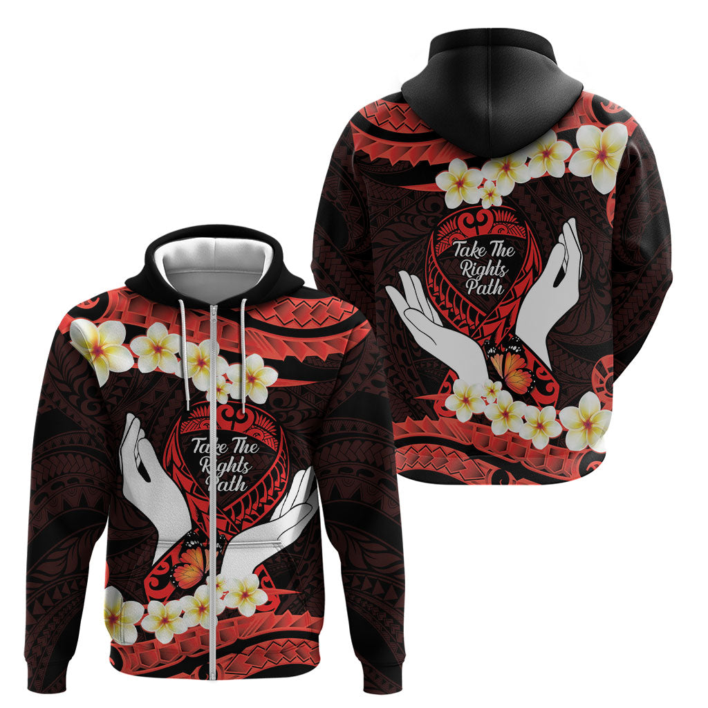 Polynesia AIDS Support Zip Hoodie Take The Rights Path Polynesian Pattern