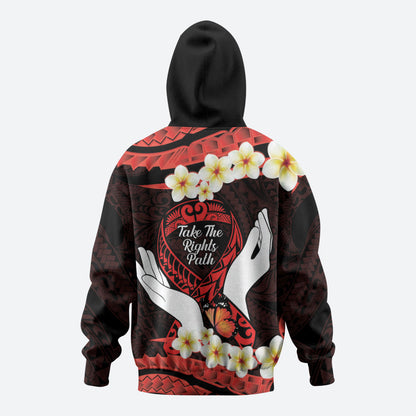Polynesia AIDS Support Zip Hoodie Take The Rights Path Polynesian Pattern