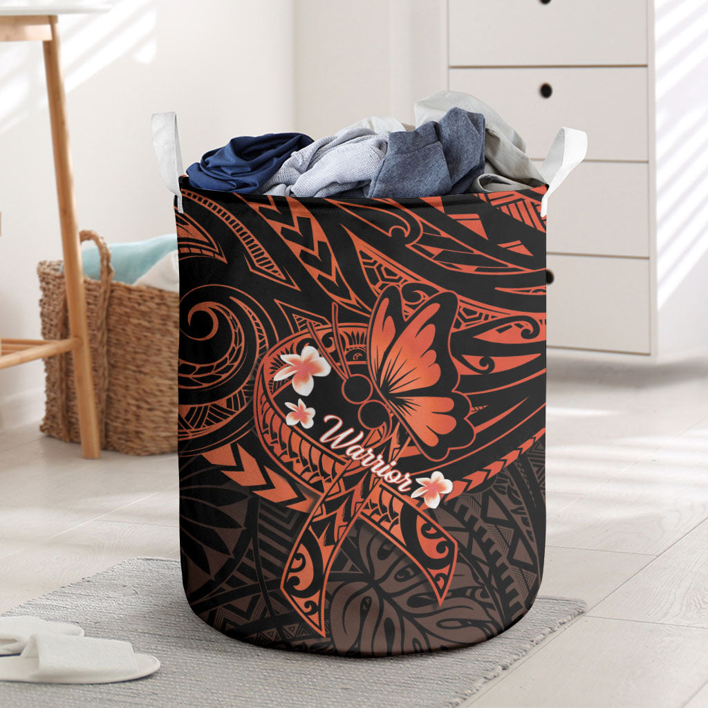 Polynesia Leukemia Warrior Laundry Basket Butterfly Polynesian Orange Ribbon