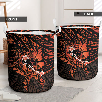 Polynesia Leukemia Warrior Laundry Basket Butterfly Polynesian Orange Ribbon