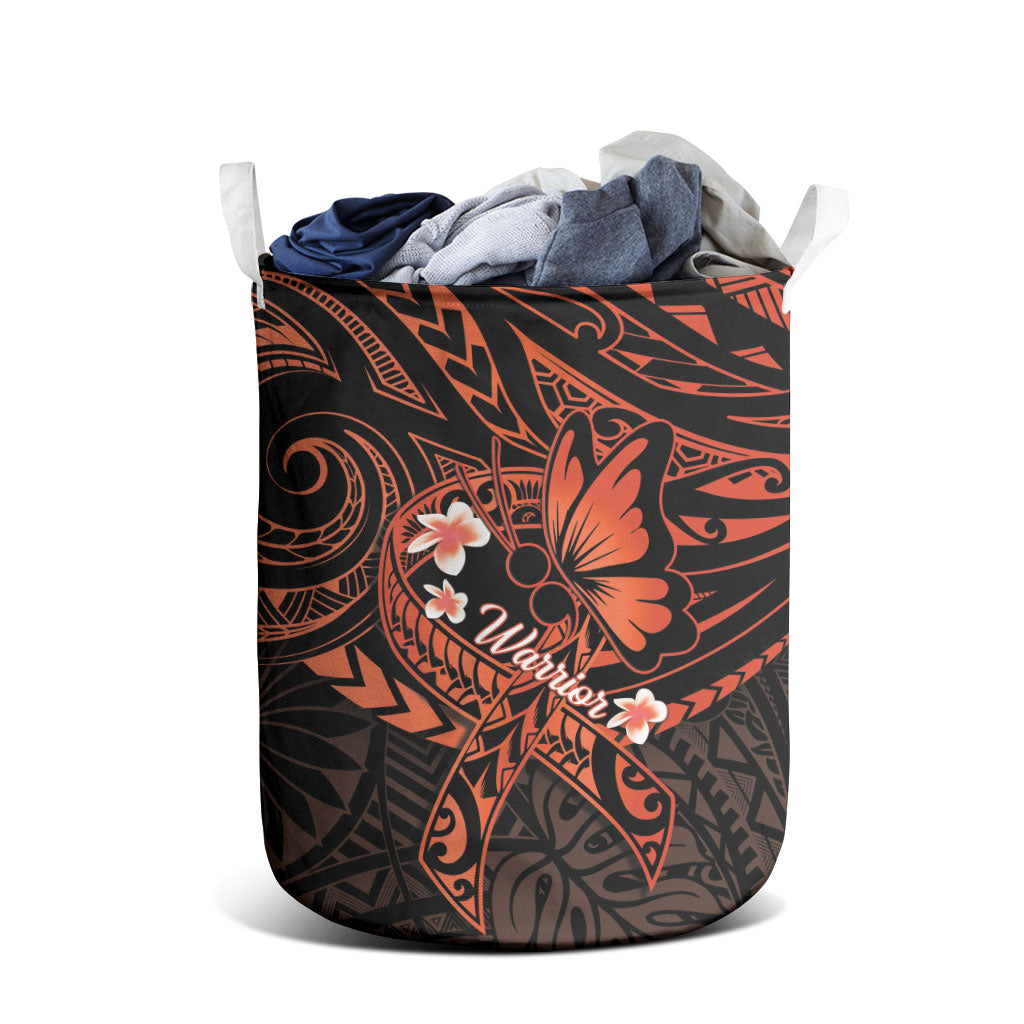 Polynesia Leukemia Warrior Laundry Basket Butterfly Polynesian Orange Ribbon