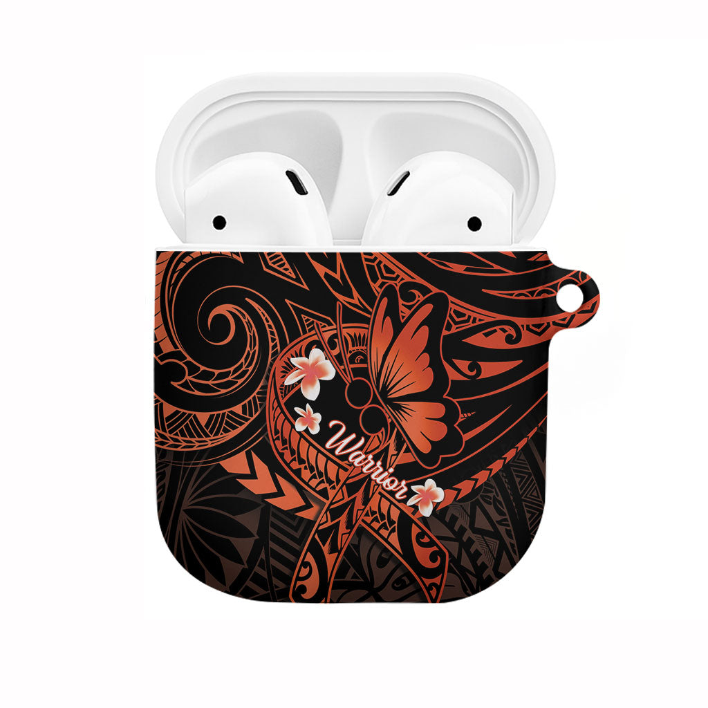 Polynesia Leukemia Warrior AirPods Case Butterfly Polynesian Orange Ribbon