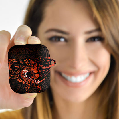 Polynesia Leukemia Warrior AirPods Case Butterfly Polynesian Orange Ribbon