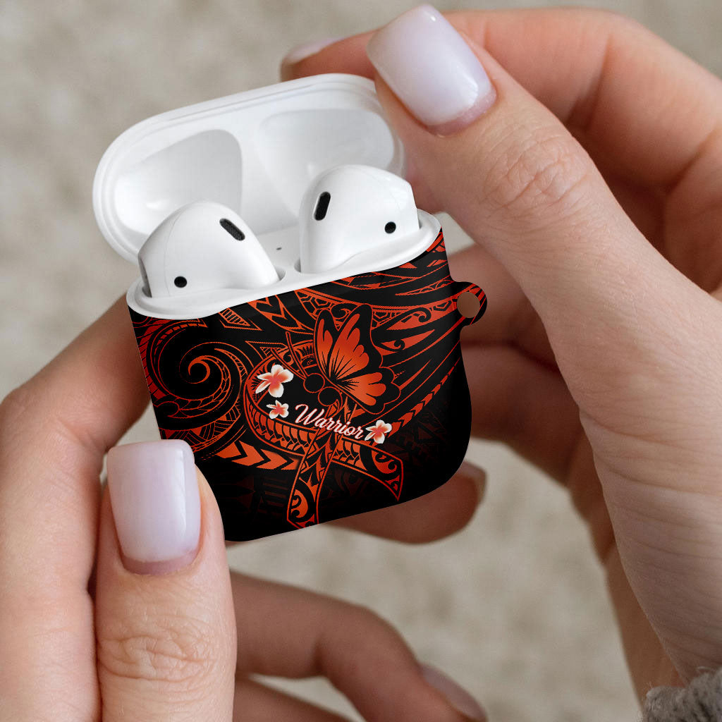 Polynesia Leukemia Warrior AirPods Case Butterfly Polynesian Orange Ribbon