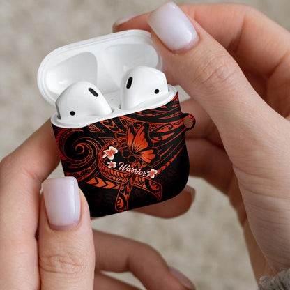 Polynesia Leukemia Warrior AirPods Case Butterfly Polynesian Orange Ribbon