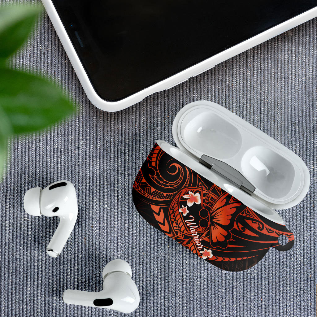 Polynesia Leukemia Warrior AirPods Case Butterfly Polynesian Orange Ribbon