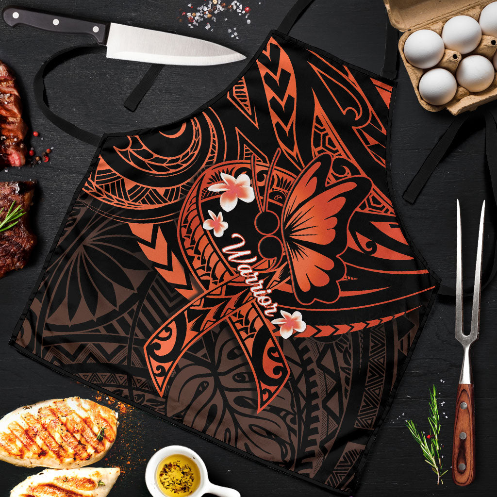 Polynesia Leukemia Warrior Apron Butterfly Polynesian Orange Ribbon