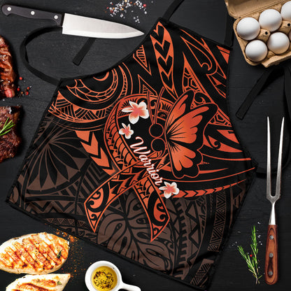 Polynesia Leukemia Warrior Apron Butterfly Polynesian Orange Ribbon