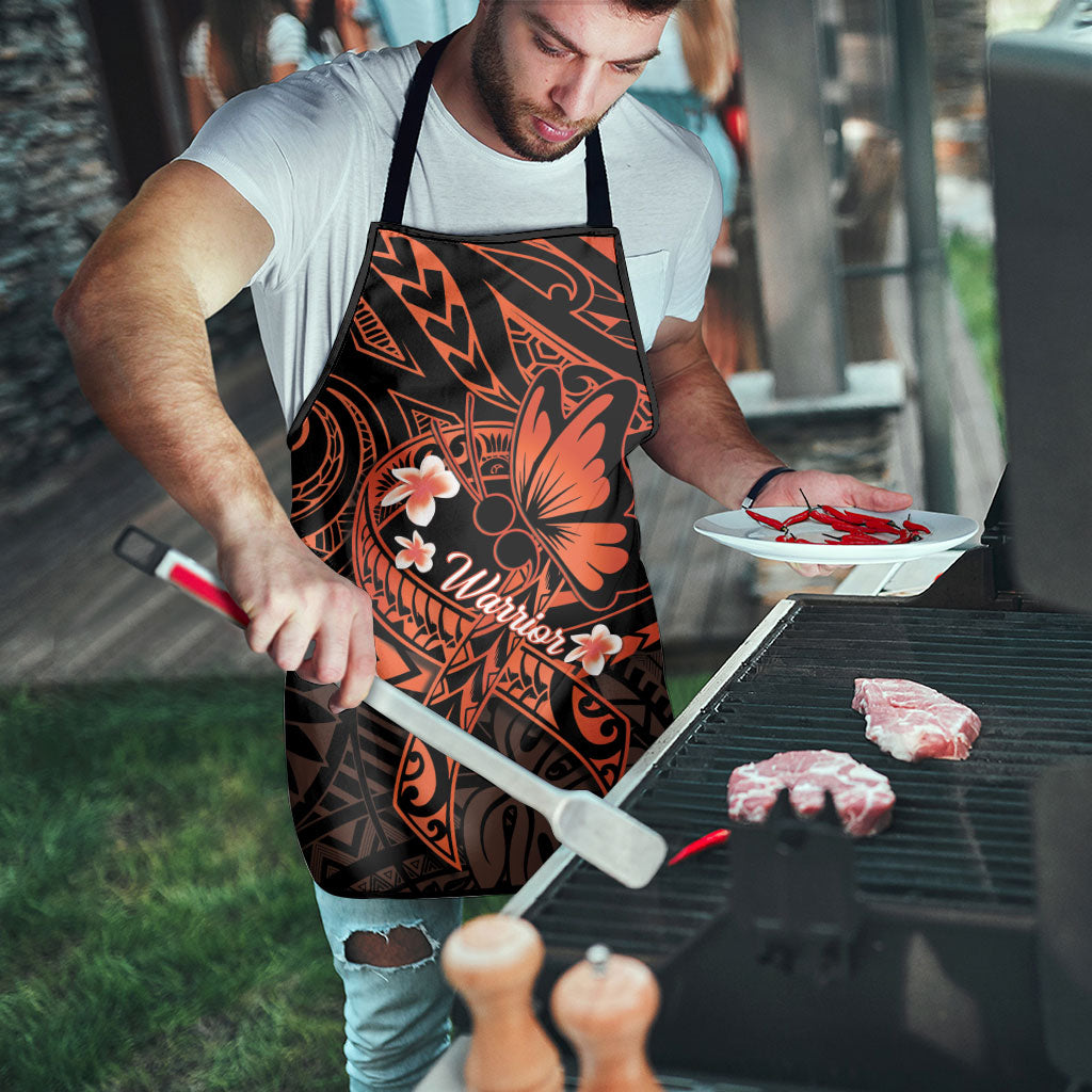 Polynesia Leukemia Warrior Apron Butterfly Polynesian Orange Ribbon