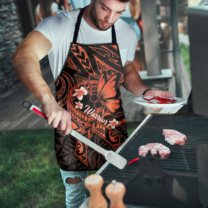 Polynesia Leukemia Warrior Apron Butterfly Polynesian Orange Ribbon