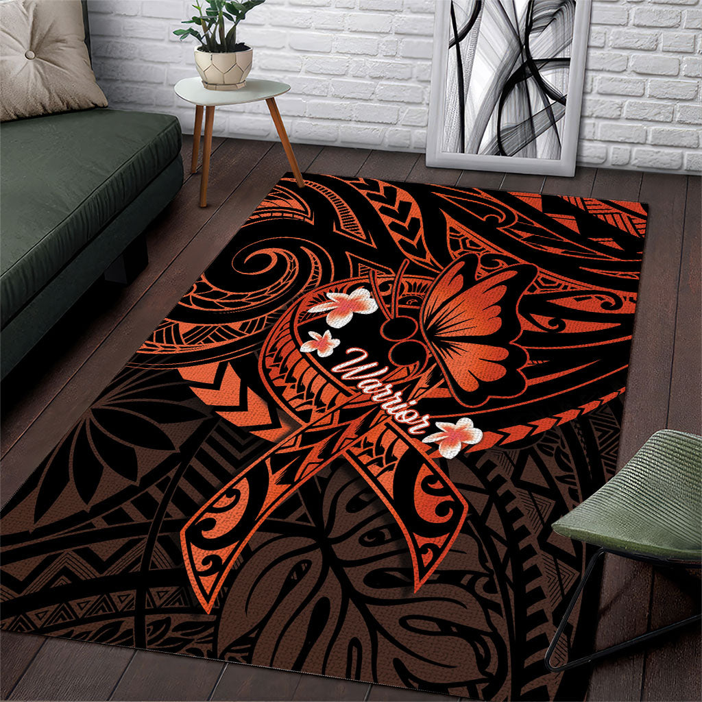 Polynesia Leukemia Warrior Area Rug Butterfly Polynesian Orange Ribbon