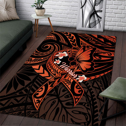 Polynesia Leukemia Warrior Area Rug Butterfly Polynesian Orange Ribbon