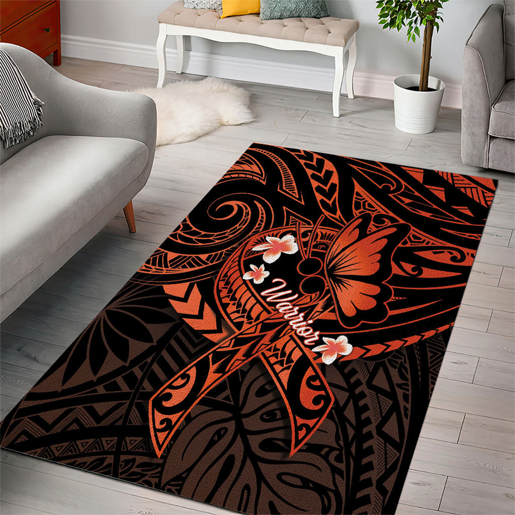 Polynesia Leukemia Warrior Area Rug Butterfly Polynesian Orange Ribbon