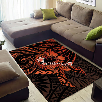 Polynesia Leukemia Warrior Area Rug Butterfly Polynesian Orange Ribbon