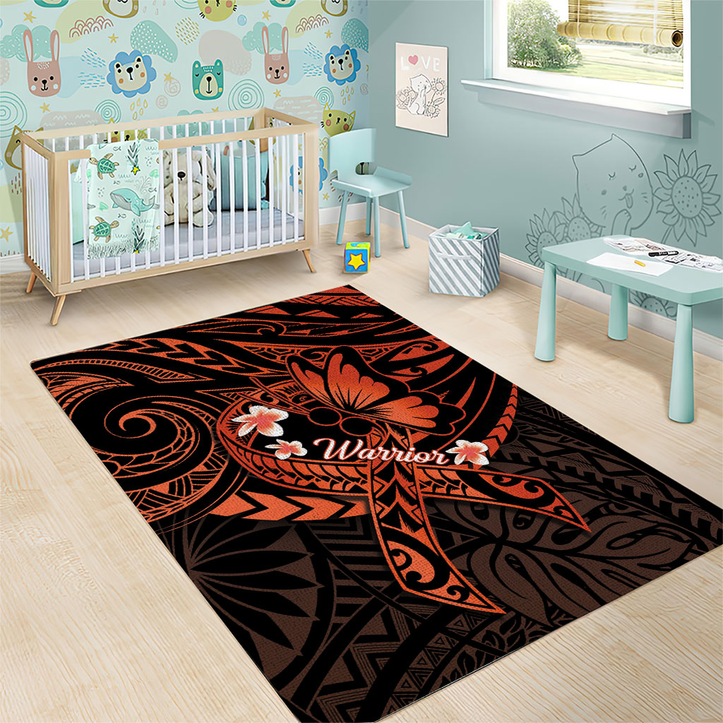 Polynesia Leukemia Warrior Area Rug Butterfly Polynesian Orange Ribbon