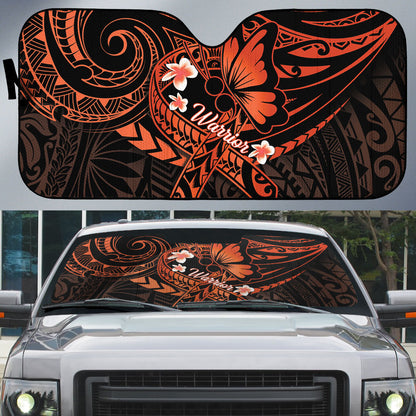 Polynesia Leukemia Warrior Auto Sun Shade Butterfly Polynesian Orange Ribbon