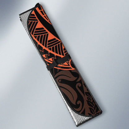 Polynesia Leukemia Warrior Auto Sun Shade Butterfly Polynesian Orange Ribbon