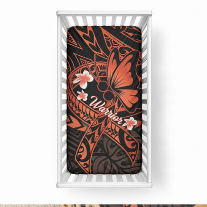 Polynesia Leukemia Warrior Baby Bed Cover Butterfly Polynesian Orange Ribbon