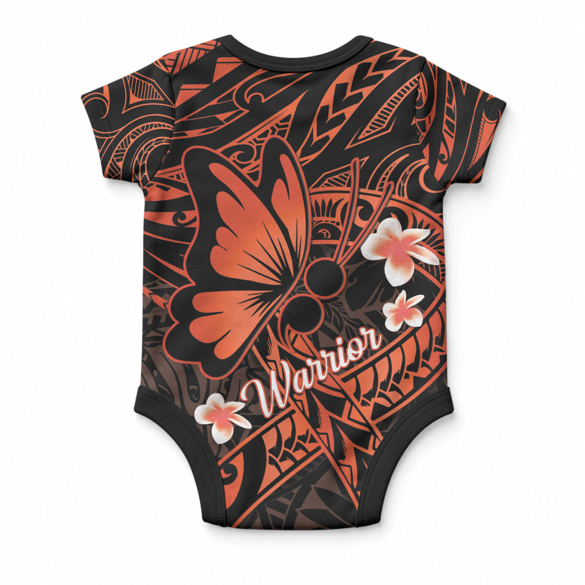 Polynesia Leukemia Warrior Baby Onesie Butterfly Polynesian Orange Ribbon