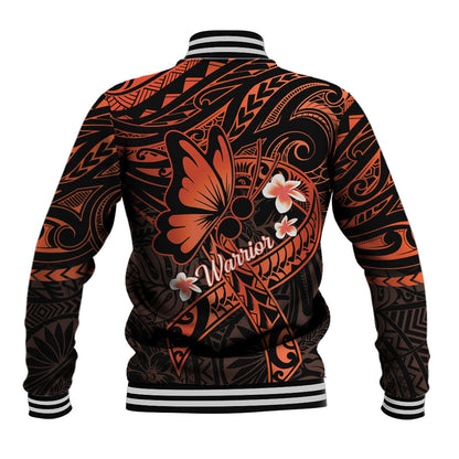 Polynesia Leukemia Warrior Baseball Jacket Butterfly Polynesian Orange Ribbon