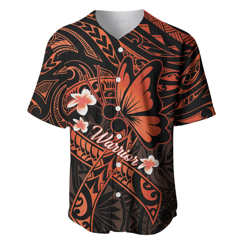 Polynesia Leukemia Warrior Baseball Jersey Butterfly Polynesian Orange Ribbon