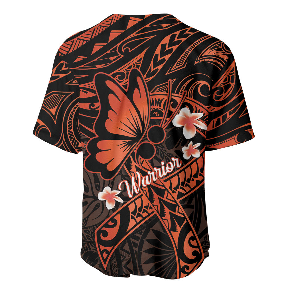 Polynesia Leukemia Warrior Baseball Jersey Butterfly Polynesian Orange Ribbon
