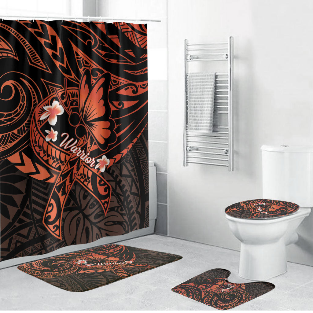 Polynesia Leukemia Warrior Bathroom Set Butterfly Polynesian Orange Ribbon