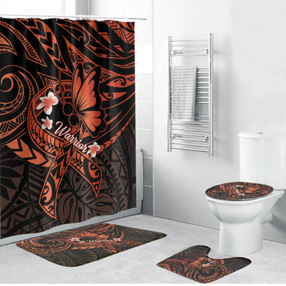 Polynesia Leukemia Warrior Bathroom Set Butterfly Polynesian Orange Ribbon