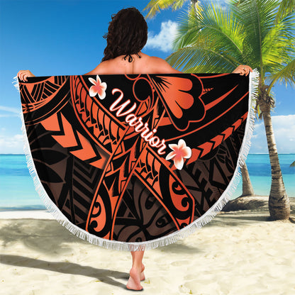 Polynesia Leukemia Warrior Beach Blanket Butterfly Polynesian Orange Ribbon