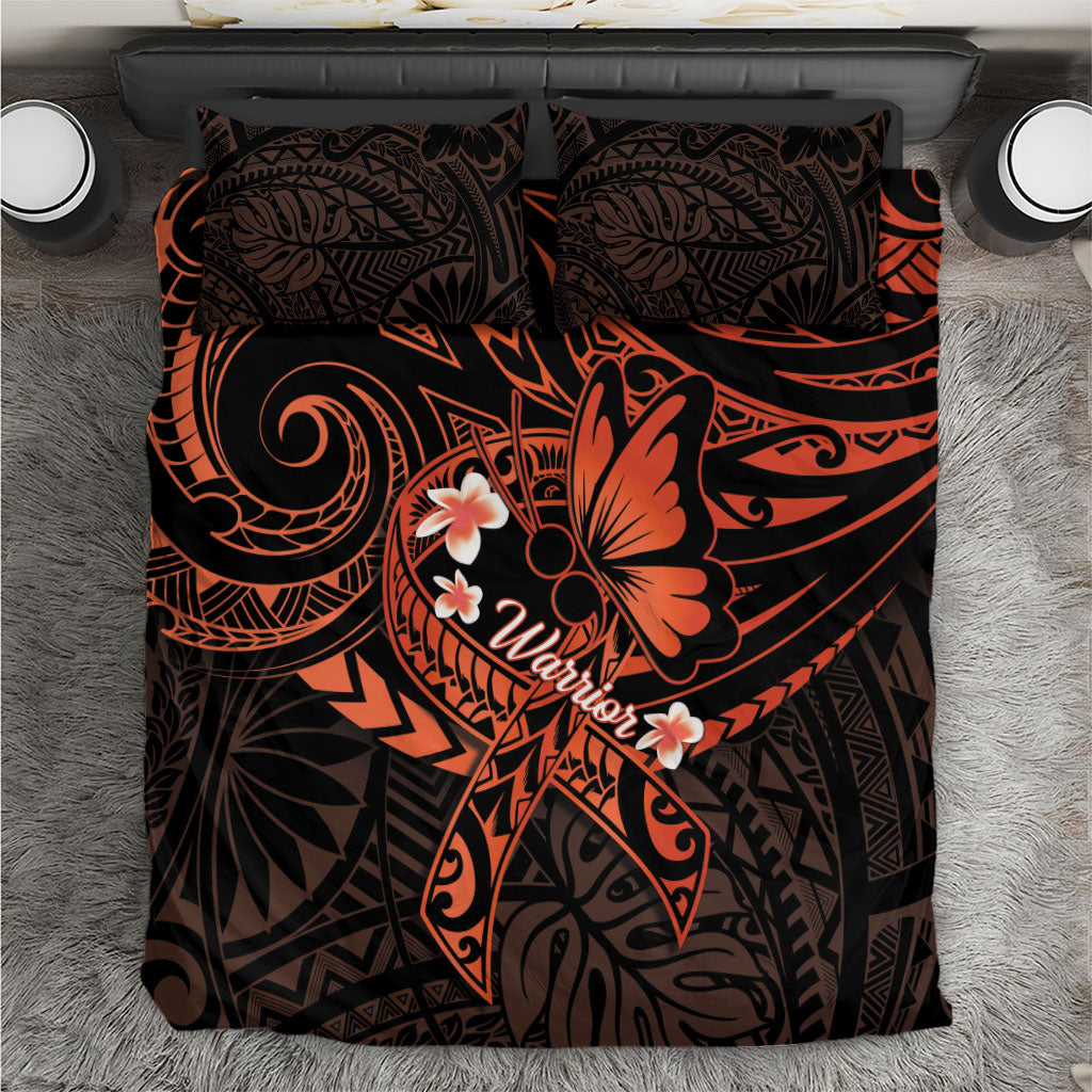 Polynesia Leukemia Warrior Bedding Set Butterfly Polynesian Orange Ribbon