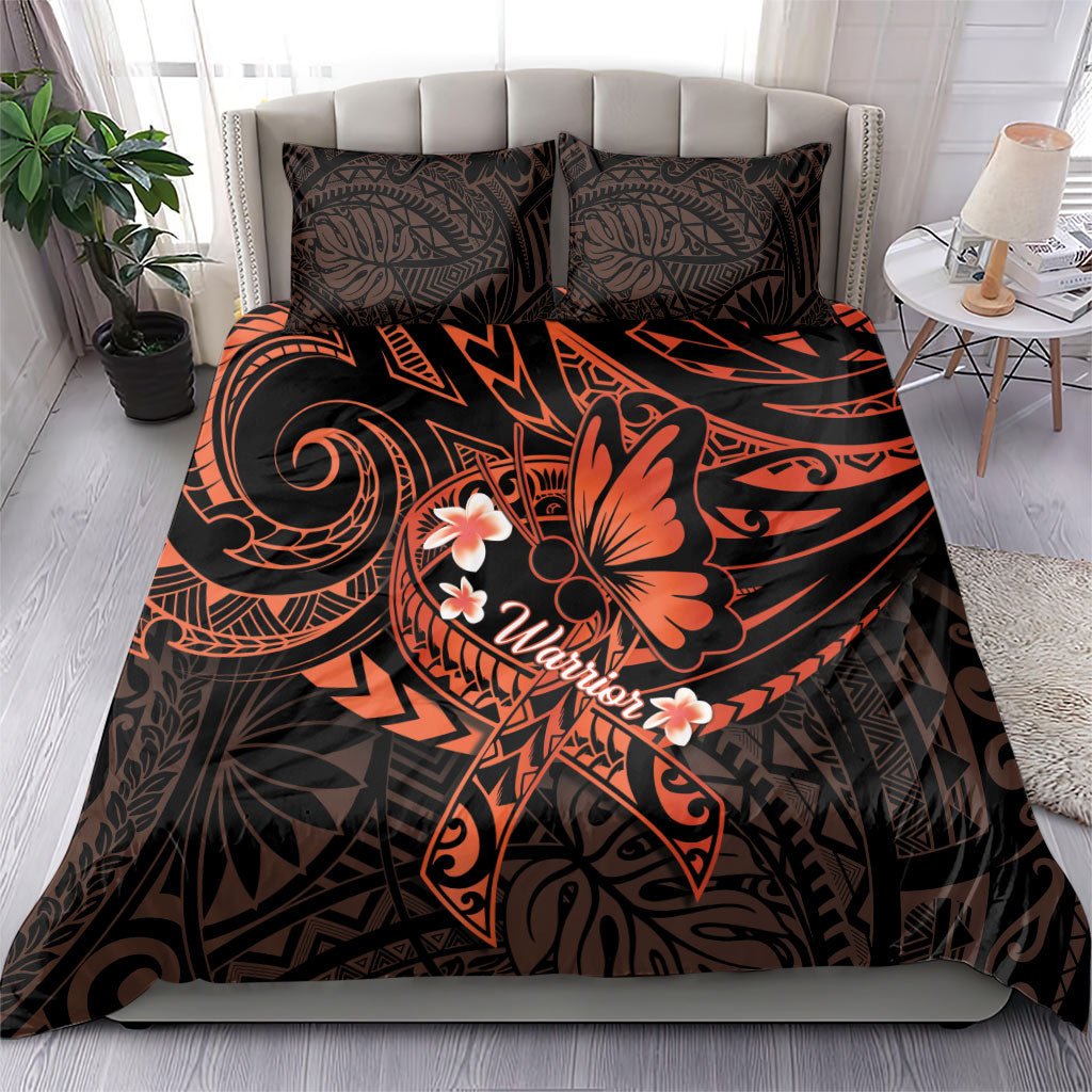 Polynesia Leukemia Warrior Bedding Set Butterfly Polynesian Orange Ribbon