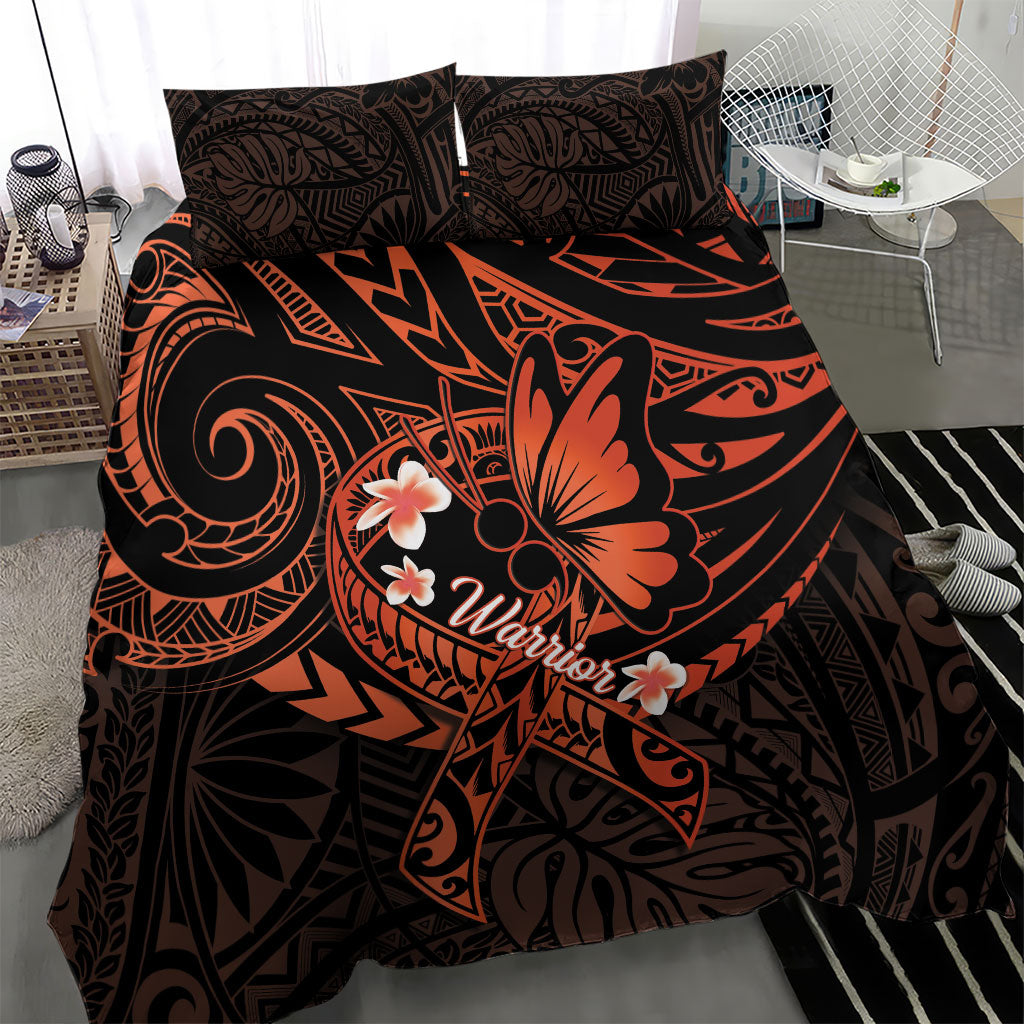 Polynesia Leukemia Warrior Bedding Set Butterfly Polynesian Orange Ribbon