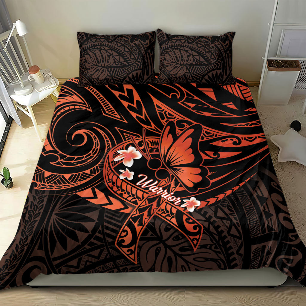 Polynesia Leukemia Warrior Bedding Set Butterfly Polynesian Orange Ribbon