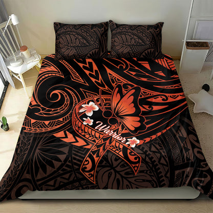 Polynesia Leukemia Warrior Bedding Set Butterfly Polynesian Orange Ribbon