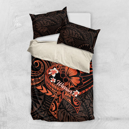 Polynesia Leukemia Warrior Bedding Set Butterfly Polynesian Orange Ribbon