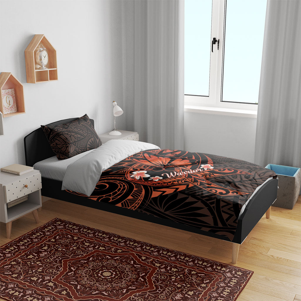Polynesia Leukemia Warrior Bedding Set Butterfly Polynesian Orange Ribbon