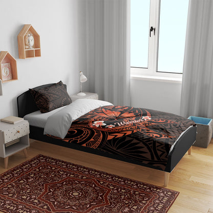Polynesia Leukemia Warrior Bedding Set Butterfly Polynesian Orange Ribbon