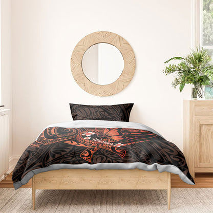 Polynesia Leukemia Warrior Bedding Set Butterfly Polynesian Orange Ribbon