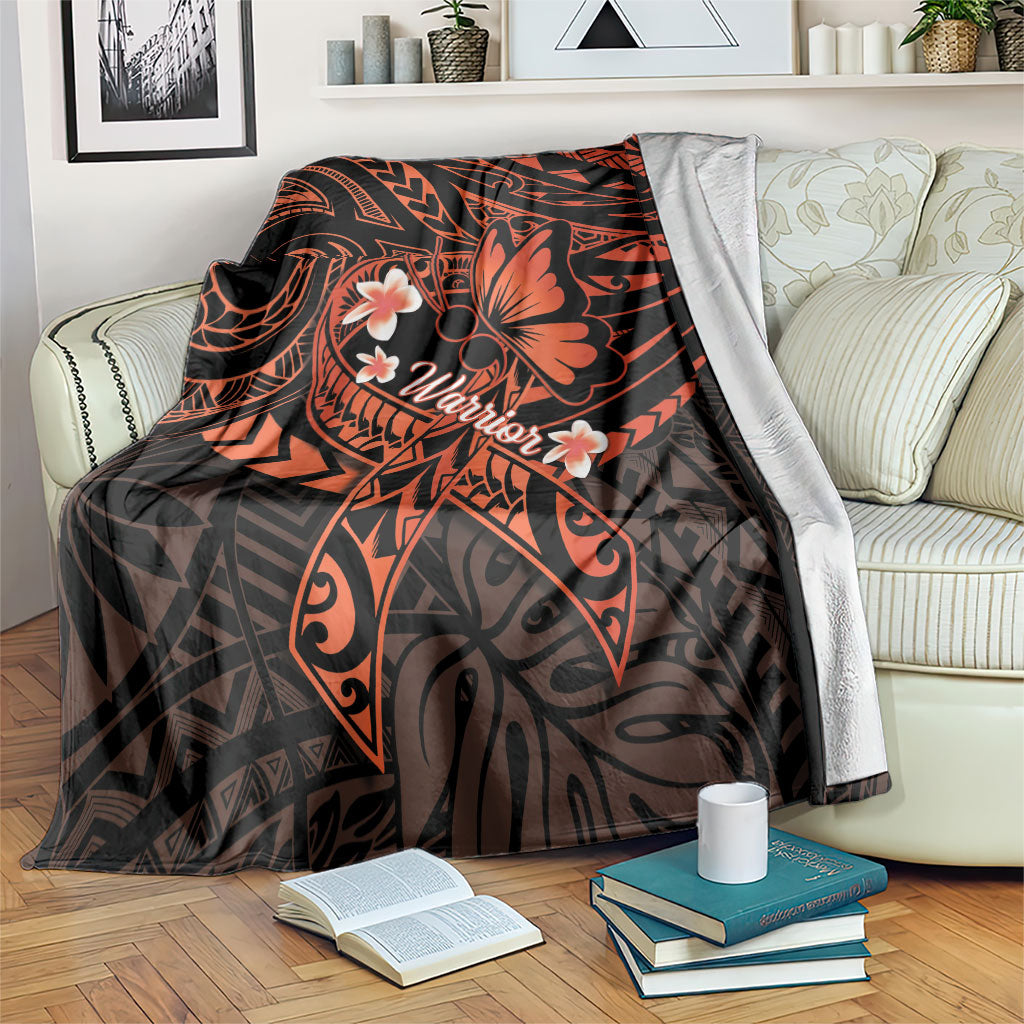 Polynesia Leukemia Warrior Blanket Butterfly Polynesian Orange Ribbon