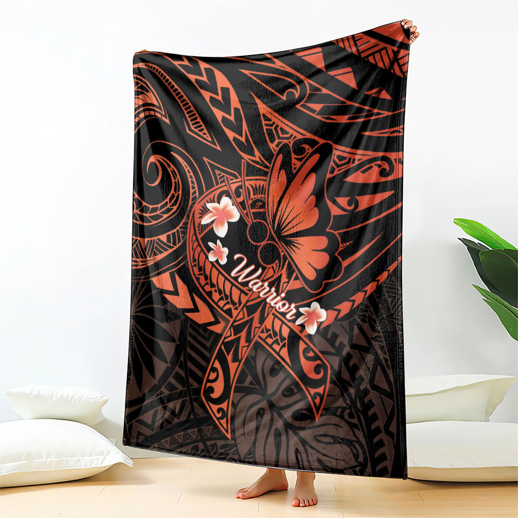 Polynesia Leukemia Warrior Blanket Butterfly Polynesian Orange Ribbon