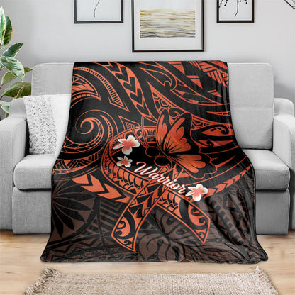 Polynesia Leukemia Warrior Blanket Butterfly Polynesian Orange Ribbon