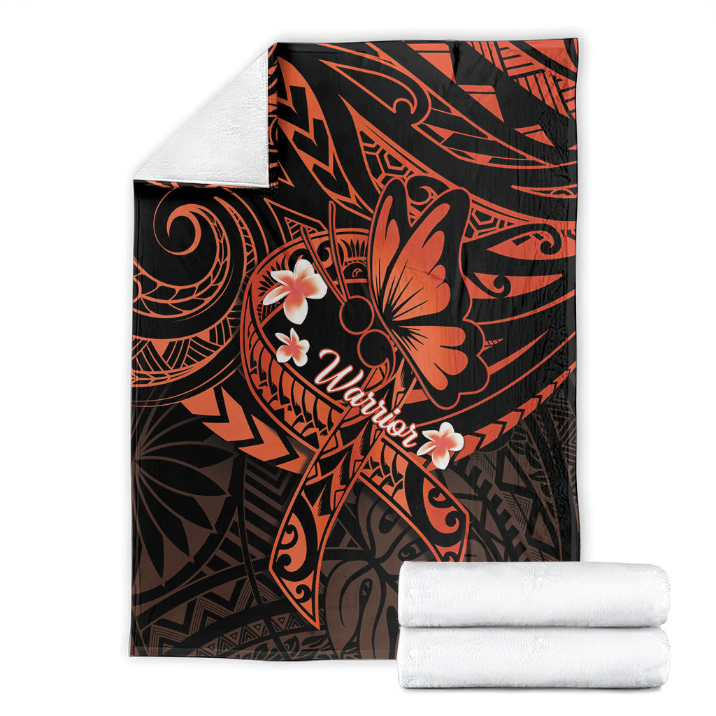 Polynesia Leukemia Warrior Blanket Butterfly Polynesian Orange Ribbon