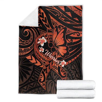 Polynesia Leukemia Warrior Blanket Butterfly Polynesian Orange Ribbon