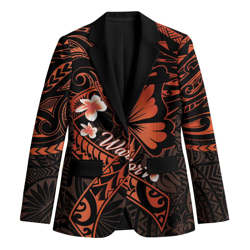 Polynesia Leukemia Warrior Blazer Butterfly Polynesian Orange Ribbon
